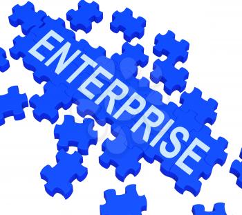Enterprise Puzzle Showing Corporate Plans And Management