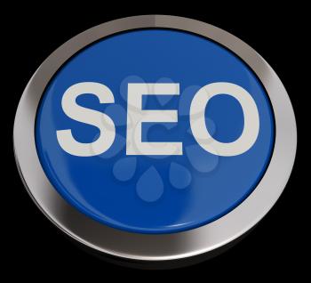 SEO Button In Blue Showing Internet Marketing And Optimizing