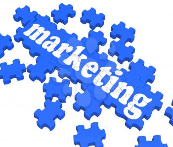 Marketing Puzzle Showing Advertising Sites Or Sales Strategy