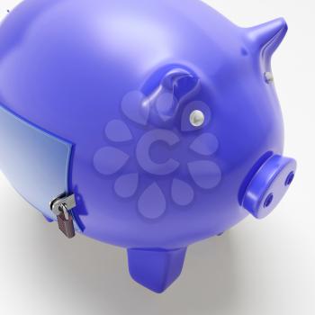 Piggybank With Closed Door Showing Financial Security Or Safe Box