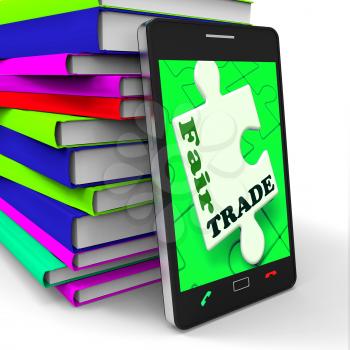 Fair Trade Smartphone Showing Purchasing Ethical Fairtrade Goods