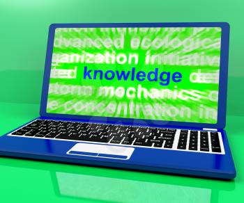 Knowledge Word On Laptop Shows Wisdom And Learning