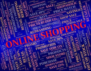 Online Shopping Showing World Wide Web And Commercial Activity