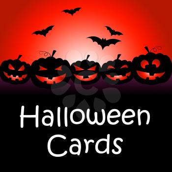Halloween Cards Representing Trick Or Treat And Greetings Haunted