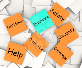Insurance Post-It-Note Meaning Financial Protection And Security