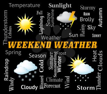 Weekend Weather Symbols Means Saturday And Sunday Forecast