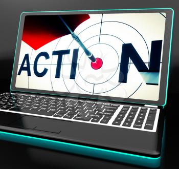 Action On Laptop Shows Motivation And Activism