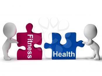 Fitness Health Puzzle Showing Healthy Lifestyle