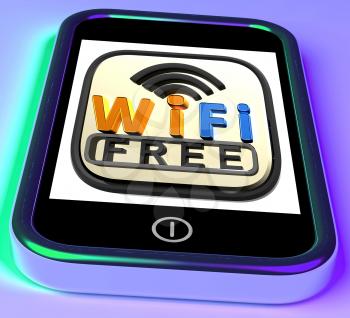 Wifi Free On Smartphone Shows Free Internet Broadcasting And Free Internet Signal