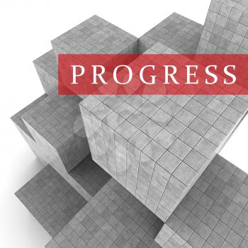 Progress Blocks Meaning Improvement Progression And Growth 3d Rendering