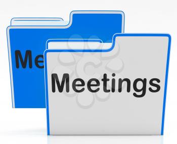 Files Meetings Indicating Talk Paperwork And Agenda