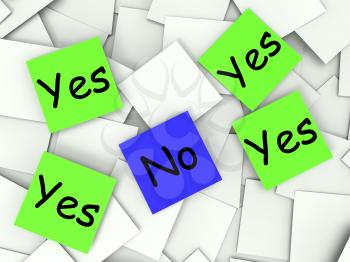 Yes No Post-It Notes Showing Affirmative Or Negative