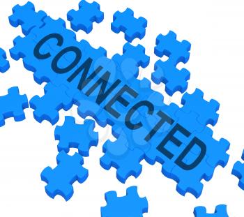 Connected Puzzle Showing Global Communications And Networking
