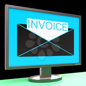 Invoice In Envelope On Monitor Showing Sending Payments Or Bills