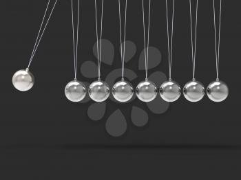 Eight Silver Newtons Cradle Showing Blank Spheres Copyspace For 8 Letter Word