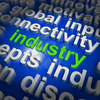 Industry Word Cloud Showing Industrial Workplace Or Manufacturing