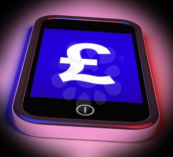 Pound Sign On Mobile Showing British Money Gbp