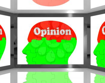 Opinion On Brain On Screen Showing Personal Opinion And Judgment