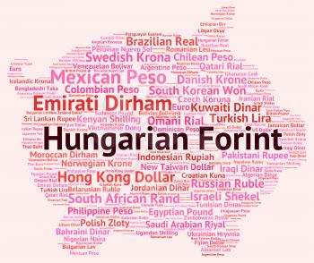 Hungarian Forint Representing Worldwide Trading And Word