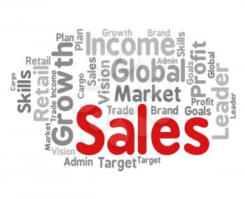 Sales Word Showing Text Marketing And Market
