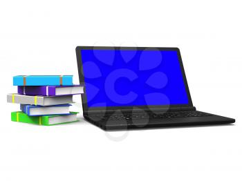 Books Computer Showing Textbook Laptop And Portable