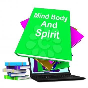 Mind Body And Spirit Book Stack Laptop Showing Holistic Books