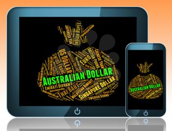 Australian Dollar Indicating Foreign Currency And Broker