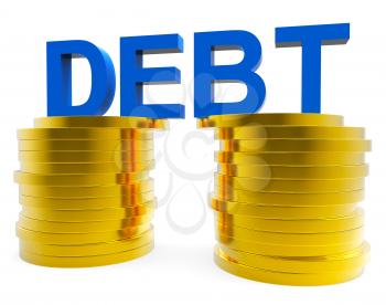 Big Debt Representing Financial Obligation And Cash