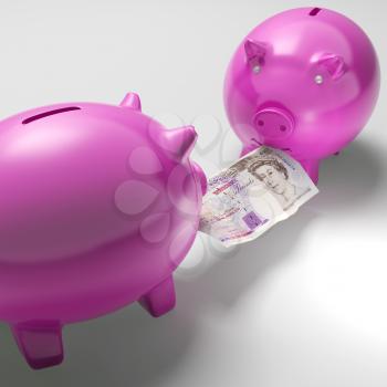 Piggybanks Fighting Over Money Showing Savings Or Financial Crisis