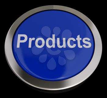 Products Computer Button In Blue Showing Internet Shopping For Goods