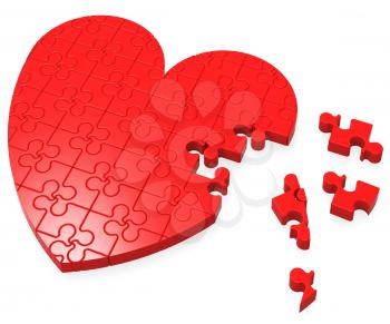 Unfinished Heart Puzzle Shows Romance And Affection