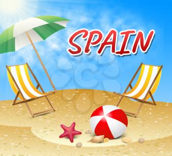 Spain Vacations Showing Seaside Beach And Sun