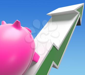 Climbing Piggy Showing Growing Investment Earnings Profits Or Savings