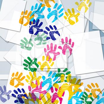 Handprints Color Indicating Sheet Paper And Colours