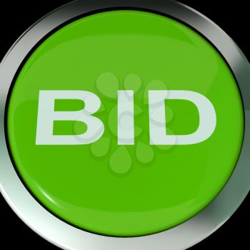 Bid Button Showing Online Auction Or Bidding