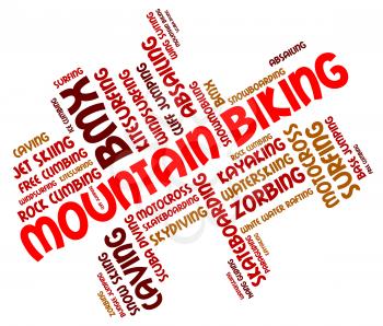 Mountain Biking Showing Bike Text And Word 