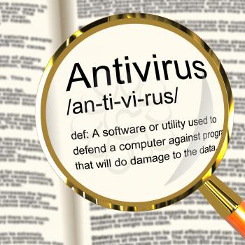 Antivirus Definition Magnifier Shows Computer System Security