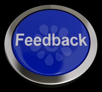 Feedback Button In Blue Showing Opinion And Surveys