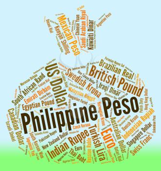 Philippine Peso Indicating Exchange Rate And Wordcloud 