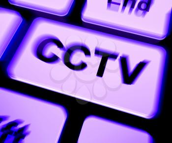CCTV Keyboard Showing Camera Monitoring Or Online Surveillance