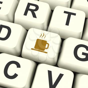 Coffee Mug Icon Computer White Key As Symbol For Taking A Break