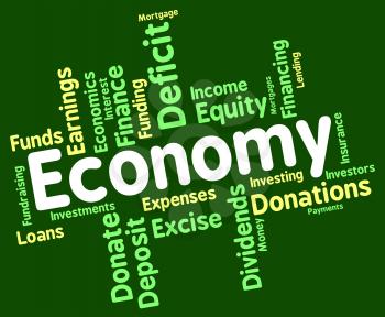 Economy Word Indicating Macro Economics And Economies 