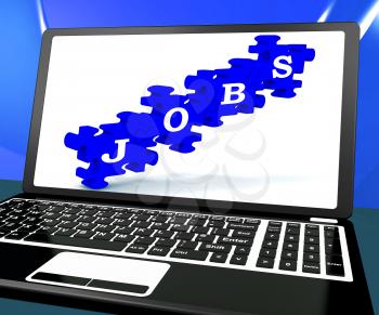 Jobs On Laptop Shows Online Careers And Employment