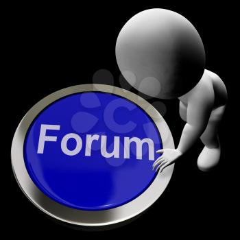 Forum Button Means Social Media Community Or Getting Information
