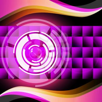 Purple Circles Background Showing Record Player And Music
