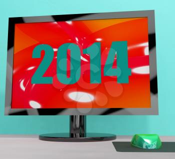 Two Thousand And Fourteen On Monitor Showing Year 2014