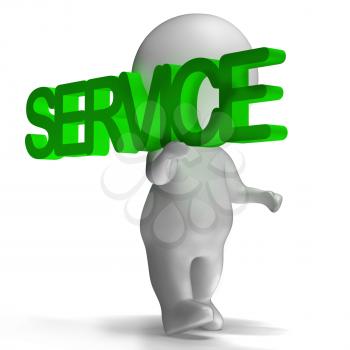Service Word Carried By 3d Character Shows Maintenance And Repair