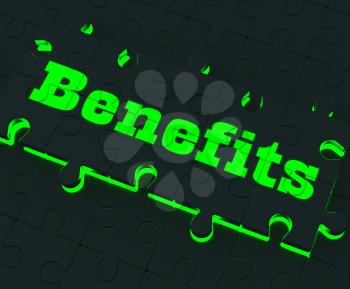 Benefits Glowing Puzzle Showing Monetary Compensation And Bonuses