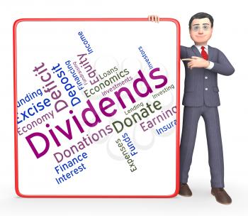 Dividends Word Showing Stock Market And Words