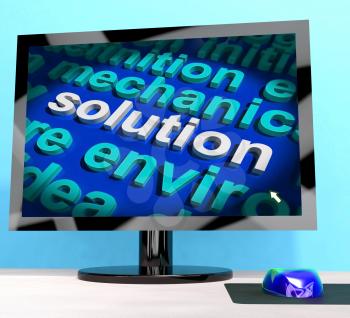 Solution Word On Computer Shows Success And Acheivement